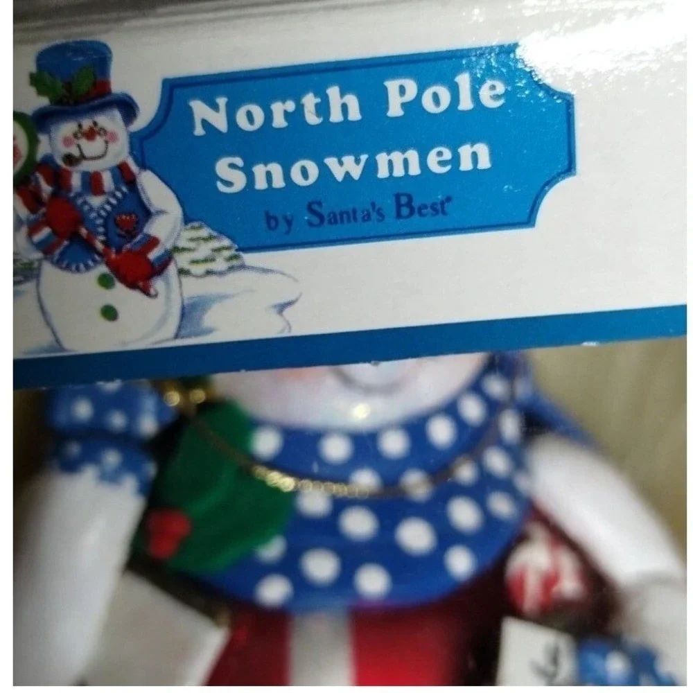 Santa's Best North Pole Snowmen Ornament Skating‎ Snowman Red Blue 1998 NIB